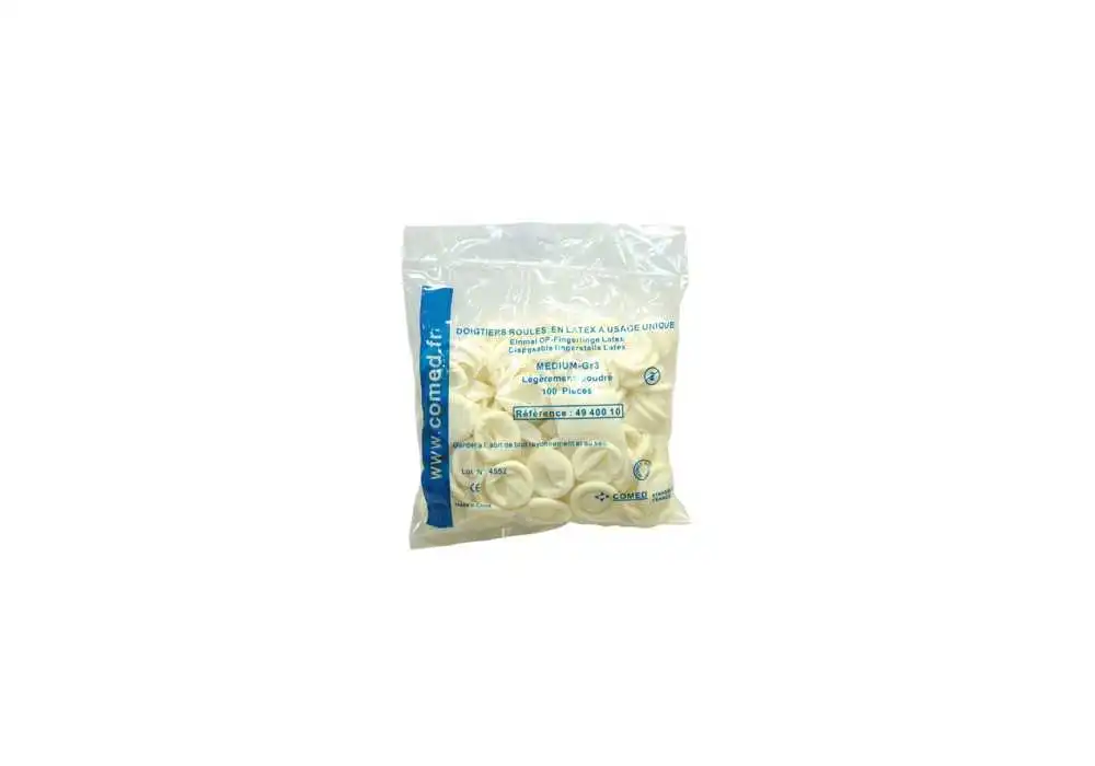 DOIGTIER 1 DOIGT ROULE MOYEN NON STERILE EN LATEX DOIGTIER 1 DOIGT ROULE MOYEN NON STERILE EN LATEX