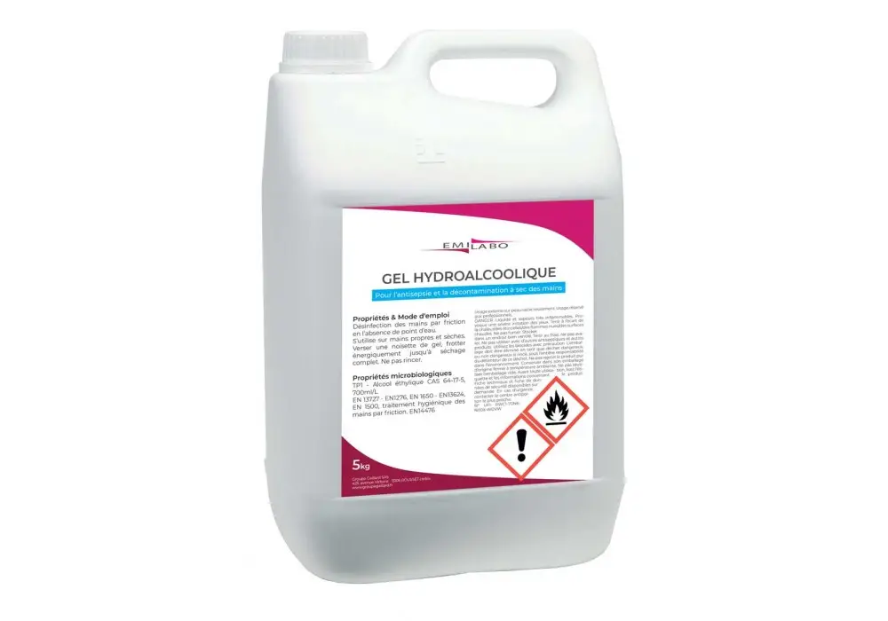 Gel hydroalcoolique Emilabo 5L Gel hydroalcoolique Emilabo 5L