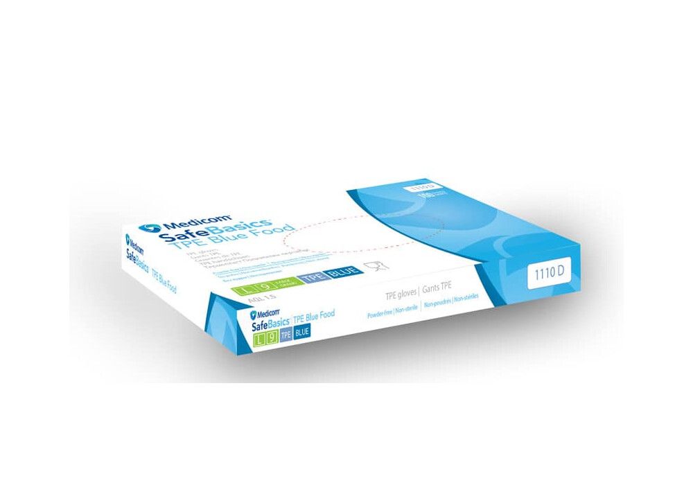 Gant SafeBasics® TPE Blue Food sans poudre Gant SafeBasics® TPE Blue Food sans poudre