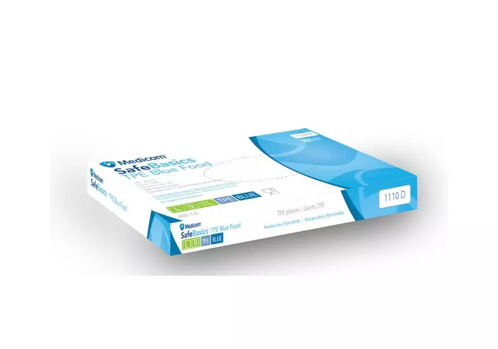 Gant SafeBasics® TPE Blue Food sans poudre Gant SafeBasics® TPE Blue Food sans poudre