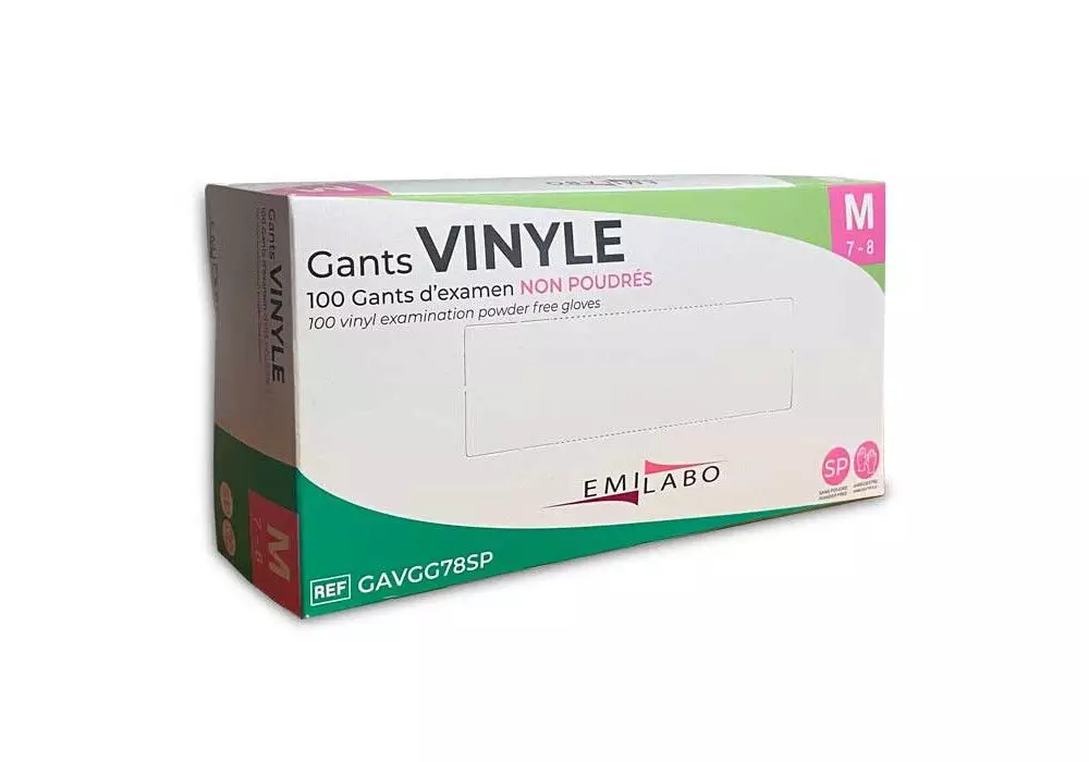 Gants vinyle sans poudre emilabo de qualité superieure Gants vinyle sans poudre emilabo de qualité superieure