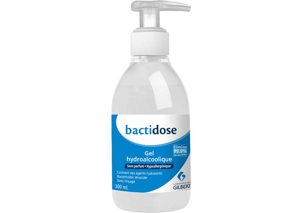 Gel hydroalcoolique Bactidose 300 ml - Laboratoires Gilbert - Matériel  médical