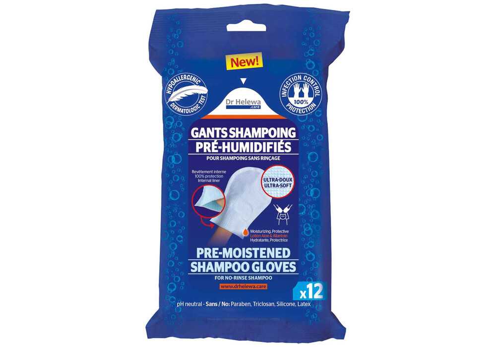 Gant shampooing Dr Helewa pré-humidifié sans rinçage au meilleur prix
